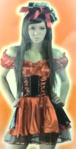 Adult Female Costumes to Hire - Pirate - Red skirt with black bodice - MEDIUM